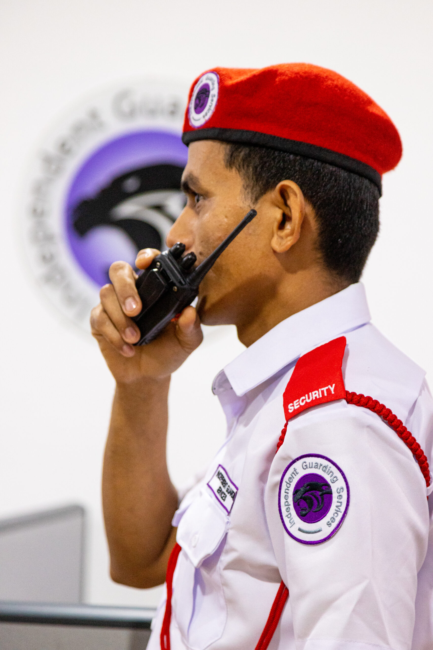 GUARD WITH WALKIETALKIE